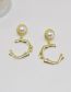 Fashion Gold Metal Pearl C Stud Earrings