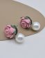 Fashion Pink Alloy Flower Pearl Stud Earrings
