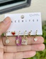 Fashion Color 6-piece Set Of Copper Inlaid Zircon Drip Oil Love Lock Earrings