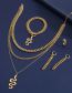 Fashion Gold-2 Alloy Snake Earring Bracelet Ring Necklace Set