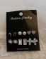 Fashion Silver Alloy Diamond Cross Heart Stud Earrings Set