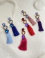 Fashion Purple Alloy Diamond Heart Tassel Stud Earrings