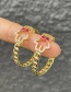 Fashion Red Bronze Zircon Bear Chain Stud Earrings