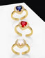 Fashion White Brass Set Heart Zirconium Open Ring