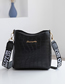 Fashion Black Pu Head Pattern Large Capacity Wide Shoulder Strap Messenger Bag