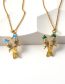 Fashion Green Brass And Diamond Drip Oil Pygmy Bird Necklace  Copper
