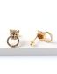 Fashion Gold Brass Gold Plated Leopard Stud Earrings With Diamonds  Copper