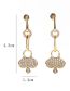 Fashion Gold Copper Diamond Geometric Stud Earrings