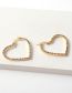 Fashion Gold Copper Diamond Hollow Heart Stud Earrings