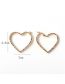 Fashion Gold Copper Diamond Hollow Heart Stud Earrings