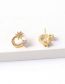Fashion Gold Copper Gold Plated Zirconium U-shaped Stud Earrings