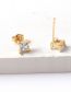 Fashion Gold Brass Set Square Zirconia Stud Earrings