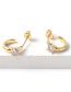 Fashion Gold Copper Inlaid Zirconium C-shaped Earrings