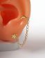 Fashion Gold Copper Gold Plated Star And Moon Chain Stud Earrings