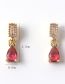 Fashion Red Brass Gold Plated Zirconia Stud Earrings