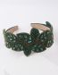 Fashion Green Geometric Diamond-studded Rice Bead Leaf Wide-brimmed Headband