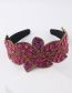 Fashion Rose Red Geometric Diamond-studded Rice Bead Leaf Wide-brimmed Headband
