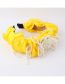 Fashion Yellow Fabric Pearl Flower Fringed Headband