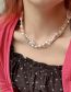 Fashion White Pearl Gold Beaded Multilayer Necklace