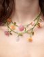 Fashion Necklace Resin Geometric Beaded Braided Flower Necklace