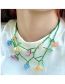 Fashion Suit Resin Geometric Beaded Braided Floral Necklace Stud Earrings Set