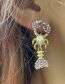 Fashion Purple Alloy Diamond Pearl Crayfish Stud Earrings