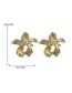 Fashion Gold Alloy Carved Flower Stud Earrings