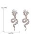 Fashion White Alloy Diamond Snake Flower Stud Earrings
