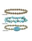 Fashion Lake Blue Geometric Beaded Blue Pine Crushed Stone Bracelet Set
