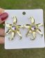 Fashion Gold Metal Diamond Flower Stud Earrings