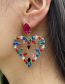 Fashion #2ab Color Alloy Diamond Heart Stud Earrings
