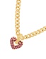 Fashion Gold-3 Bronze Zircon Bold Chain Heart Pendant Necklace In Copper  Copper Inlaid Zircon