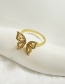 Fashion Gold Bronze Zircon Butterfly Ring