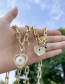 Fashion Gold-2 Bronze Zircon Drop Oil Love Eye Necklace