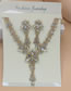 Fashion White Diamond Gold Plated Geometric Diamond Drop Earrings Necklace Set