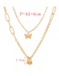 Fashion Gold Alloy Butterfly Ring Pendant Chain Double Layer Necklace