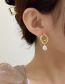 Fashion Gold Color Alloy Geometric Pearl Hoop Stud Earrings