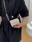 Fashion Grey Flap Crossbody Bag With Geometric Straw Belt Buckle