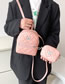 Fashion Pink Pu Embroidered Thread Rhombus Large Capacity Backpack