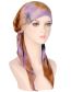 Fashion Rose + Orange + Purple Tie-dye Pleated Pullover Hat With Two Tail Stripes