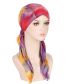 Fashion Black + Rose Red Tie-dye Pleated Pullover Hat With Two Tail Stripes
