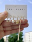 Fashion Gold 6-piece Set Of Copper Inlaid Zirconium Lion Head Letter G Pearl Earrings