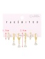Fashion Gold 6-piece Set Of Copper Inlaid Zirconium Drop Earrings