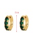 Fashion Dark Green Brass Inset Zirconium Round Earrings
