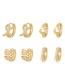 Fashion Gold Brass Inset Zirconium Round Earrings