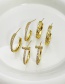 Fashion Gold Copper Inset Zirconium C Shape Stud Earrings
