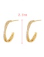Fashion Gold-2 Copper Inset Zirconium C Shape Stud Earrings