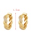 Fashion Gold Copper Inlaid Zirconium Twist Earrings