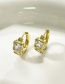 Fashion Gold-2 Brass Inset Zirconium Square Earrings