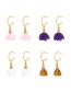 Fashion Purple Alloy Mesh Flower C Shape Stud Earrings